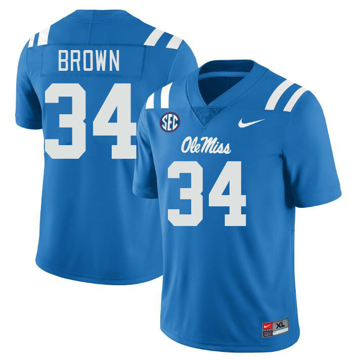 Men #34 Cooper Brown Ole Miss Rebels College Football Jerseys Stitched-Power Blue